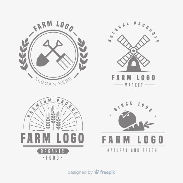 Flat farm logo template collection