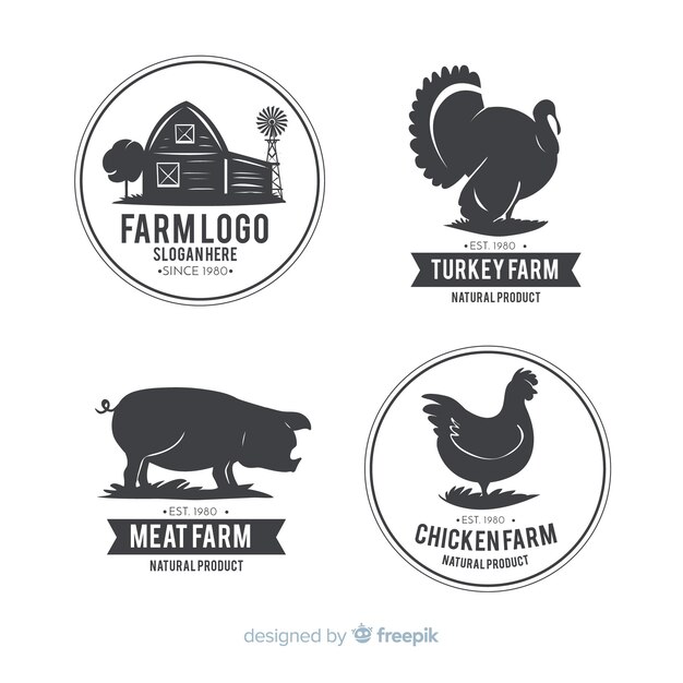 Free Vector flat farm logo template collection