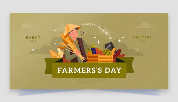 Free vector flat farmer's day celebration horizontal banner template