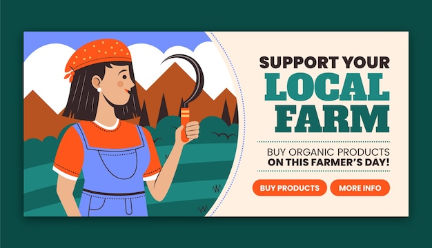 Free vector flat farmer's day celebration horizontal banner template