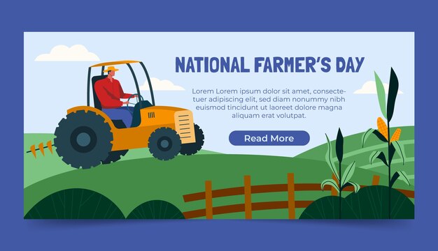 Free vector flat farmer's day celebration horizontal banner template