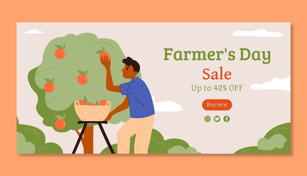 Free vector flat farmer's day celebration horizontal banner template