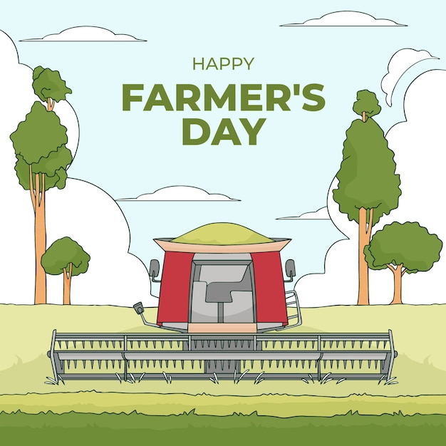 Flat farmer's day celebration illustration