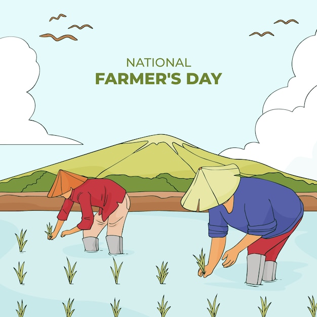 Flat farmer's day celebration illustration