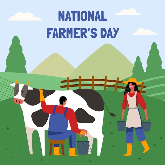 Flat farmer’s day celebration illustration – Vector Templates