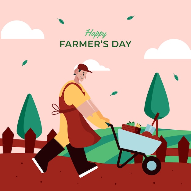 フラット農家の日お祝いイラスト