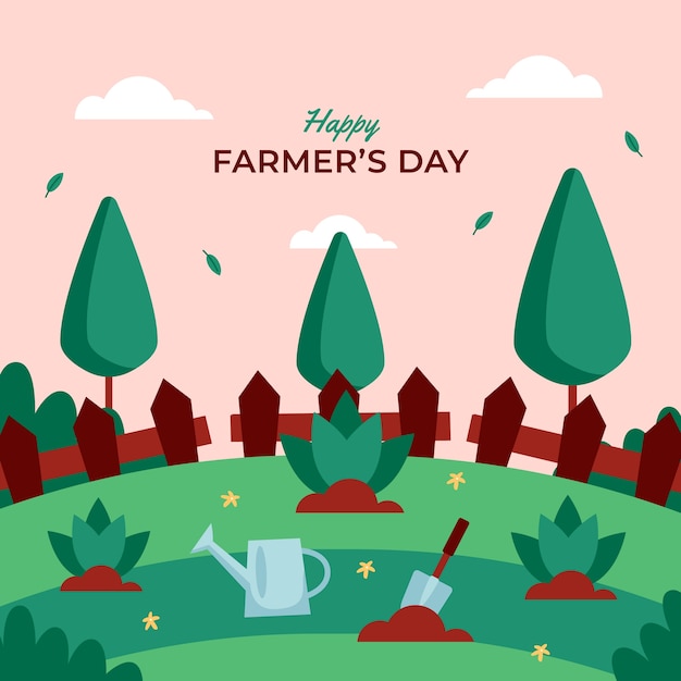 フラット農家の日お祝いイラスト