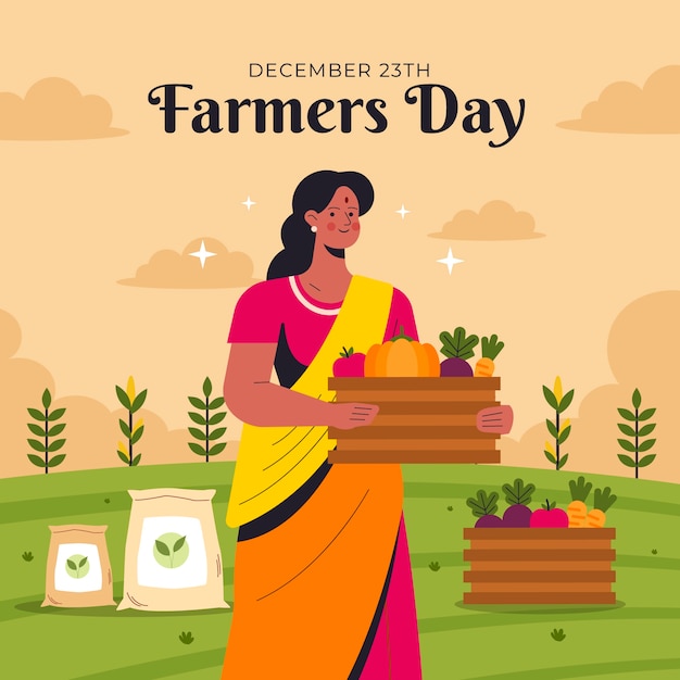 Flat farmer's day celebration illustration
