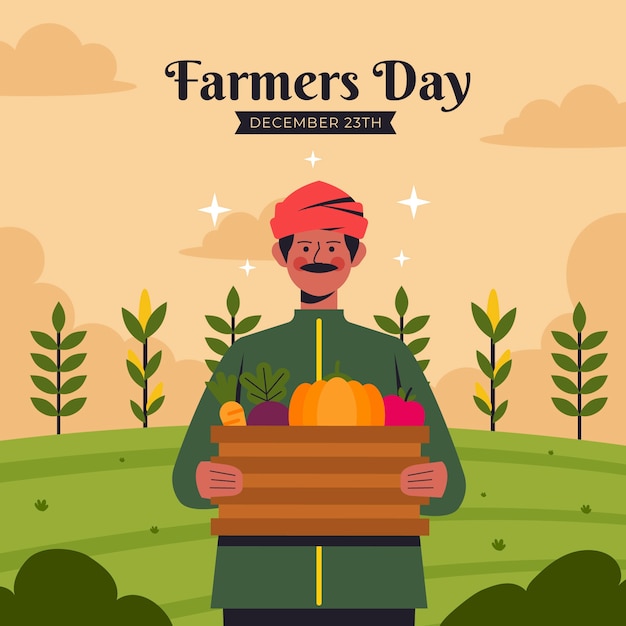 Бесплатное векторное изображение Иллюстрация празднования дня плоского фермера