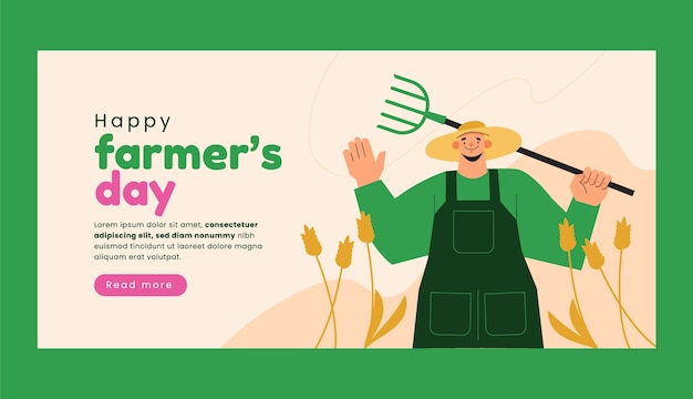 Flat farmer's day horizontal banner template