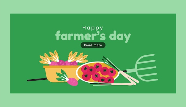 Flat farmer's day horizontal banner template