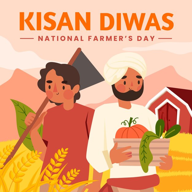 Flat farmer's day illustration