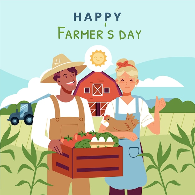 Flat farmer's day illustration