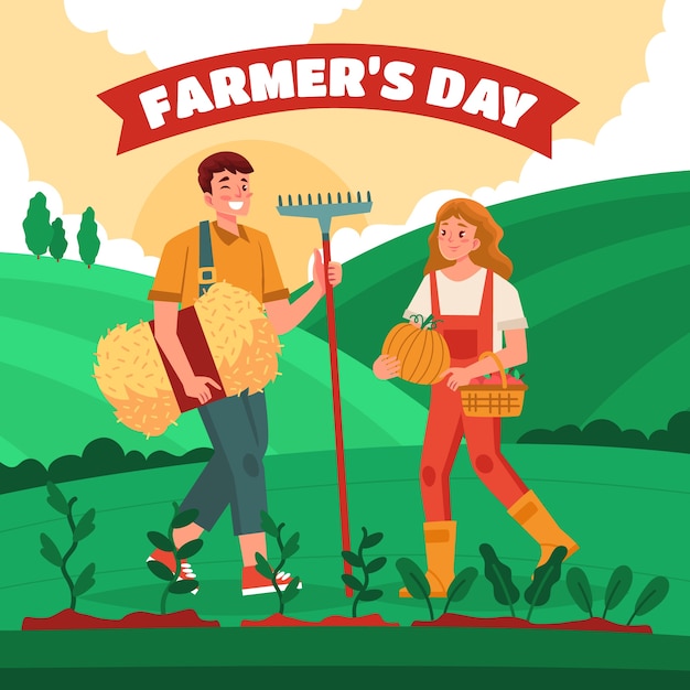 Free vector flat farmer's day illustration