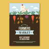 Free vector flat farmers market poster