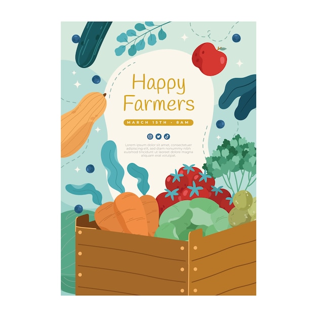 Free vector flat farmers market poster