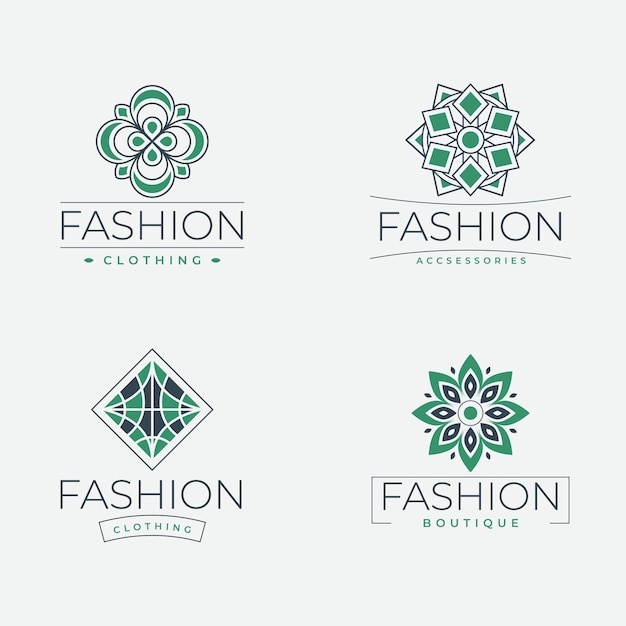 Flat fashion accessories logo collection