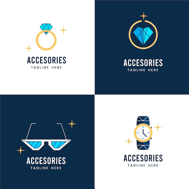 Free vector flat fashion accessories logo pack