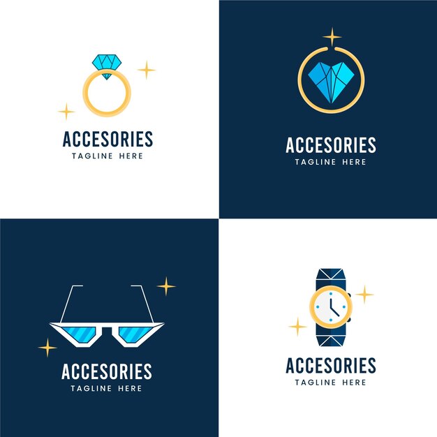 Flat fashion accessories logo pack
