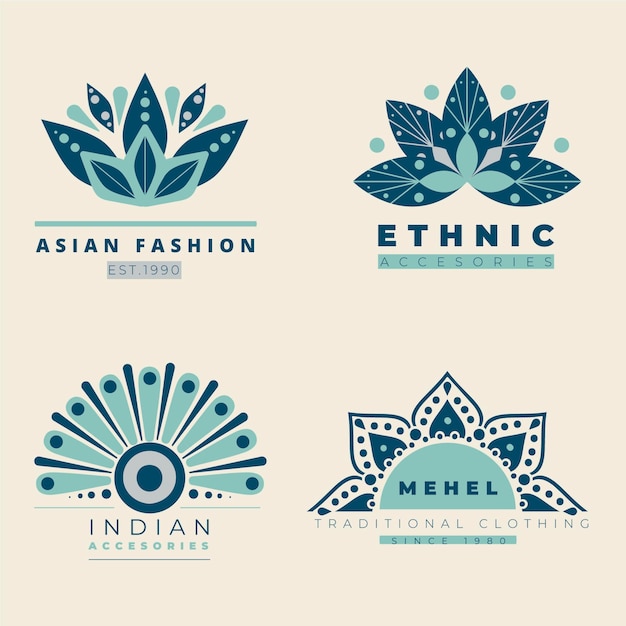 Flat fashion accessories logo set