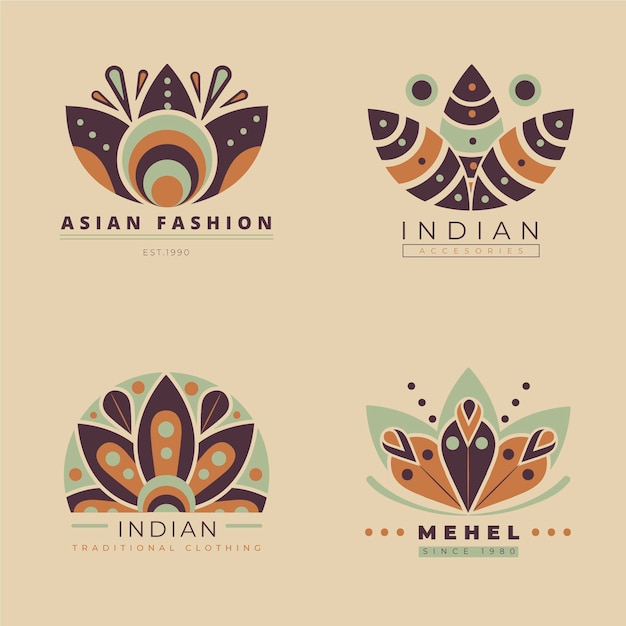 Flat fashion accessories logo set
