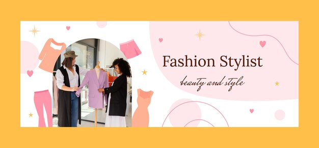 flat fashion stylist career social media cover template