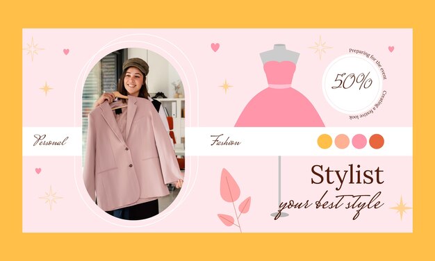 flat fashion stylist career social media promo template