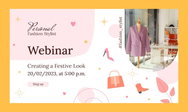 Free vector flat fashion stylist career webinar template