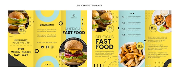 Vettore gratuito brochure piatto fast food