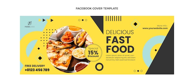 Vettore gratuito copertina facebook piatta per fast food