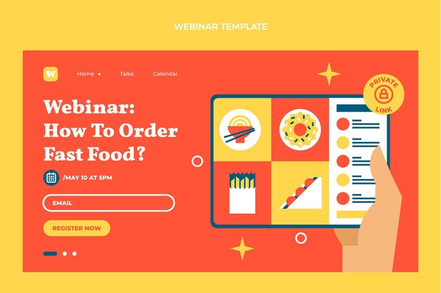 Vettore gratuito webinar piatto fast food