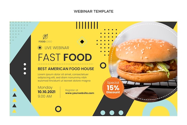 Free vector flat fast food webinar