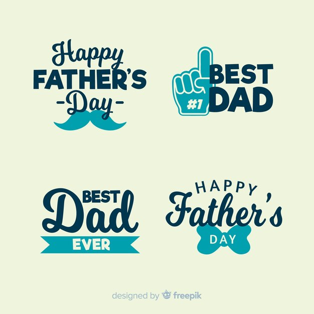 Flat father's day badge collection