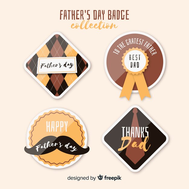 Free Vector flat father's day badge collection