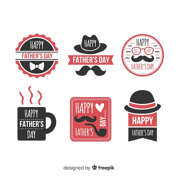 Flat father's day badge collection