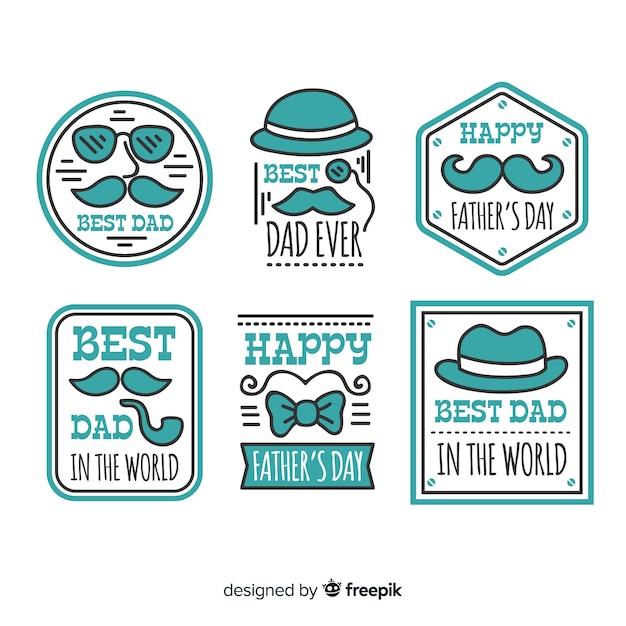 Flat father's day badge collection