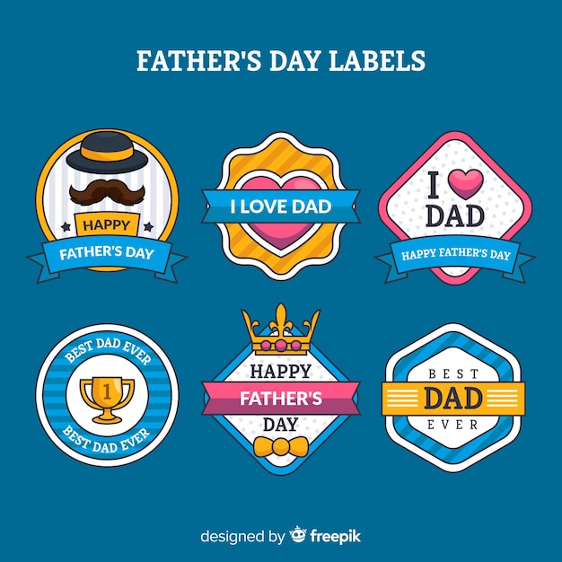 Free vector flat father's day badge collection