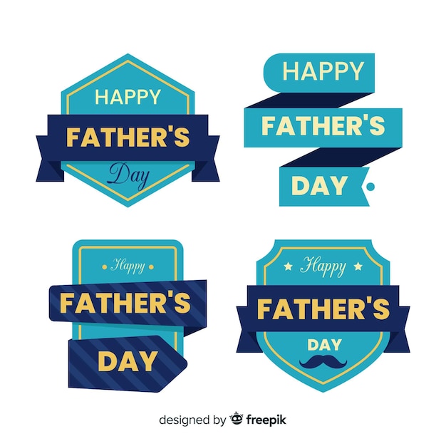 Flat father's day badge collection