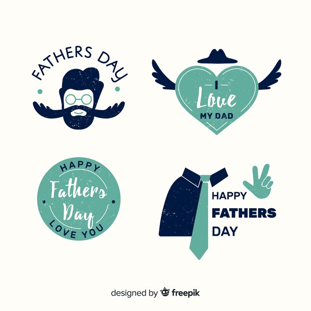 Flat father's day badge collection