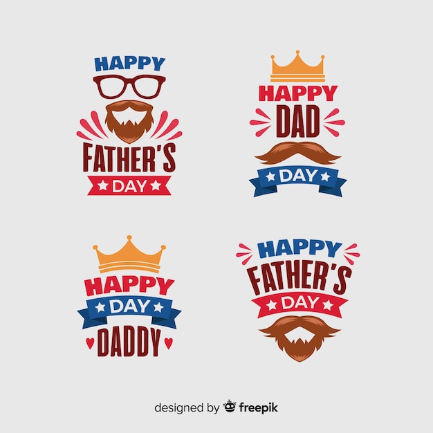 Free vector flat father's day badge collection