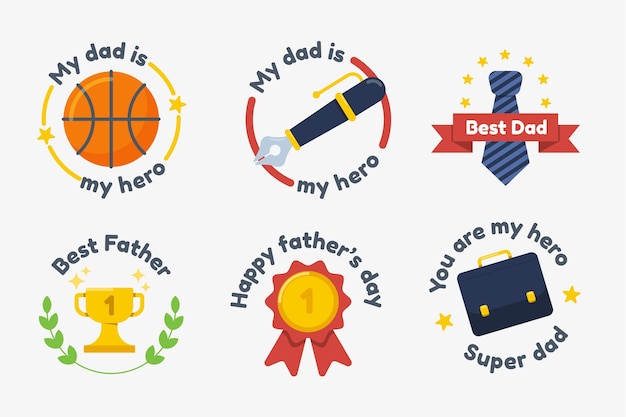 Flat father's day badge collection