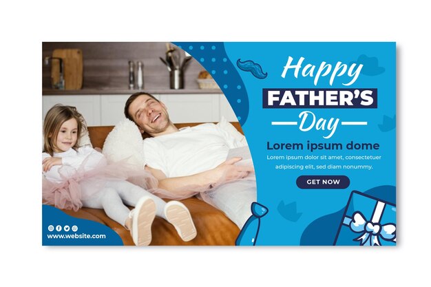 Flat father's day banner template