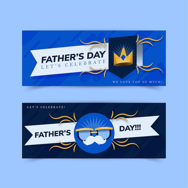 Flat father's day banners set