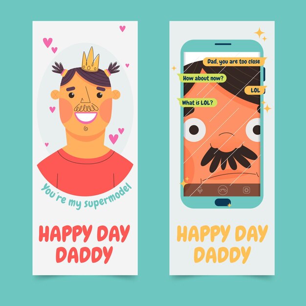Flat father's day banners set