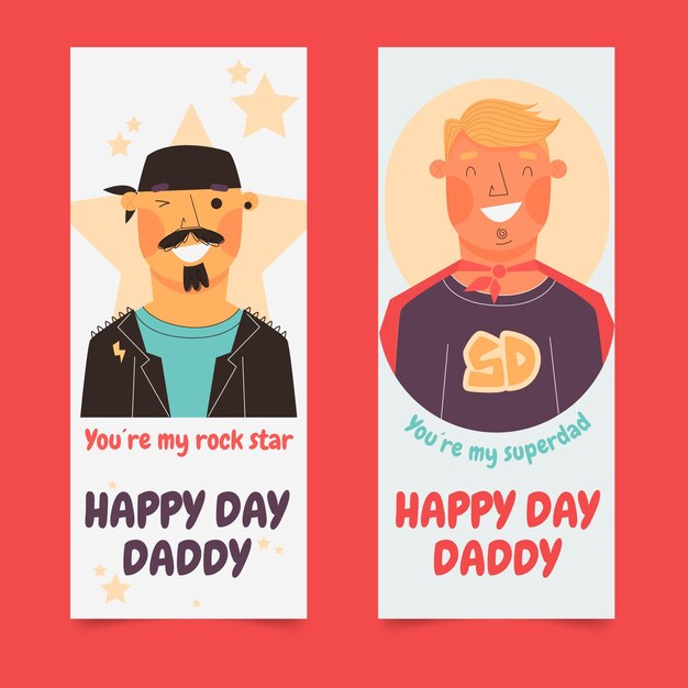 Free vector flat father's day banners set