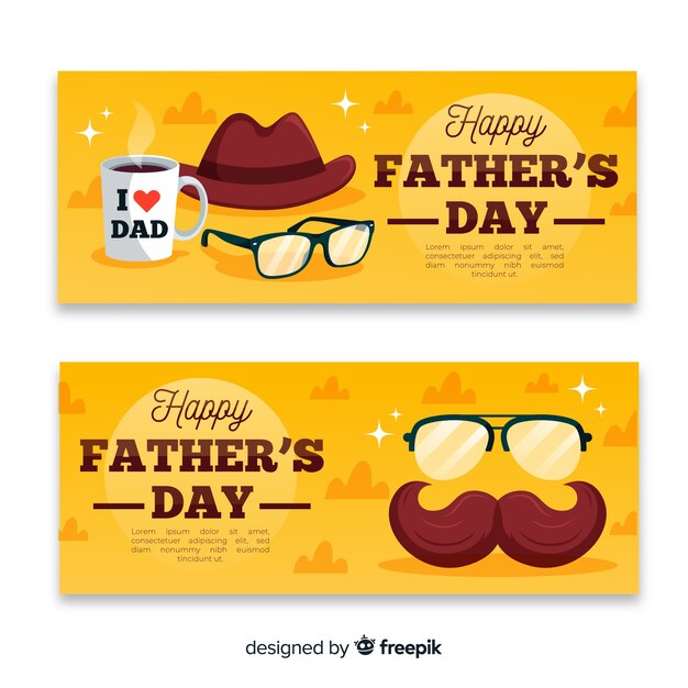 Flat father's day banners