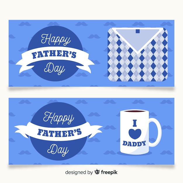 Flat father's day banners