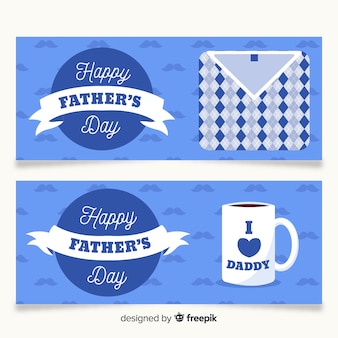 Flat father's day banners