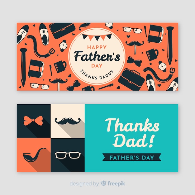 Free vector flat father's day banners