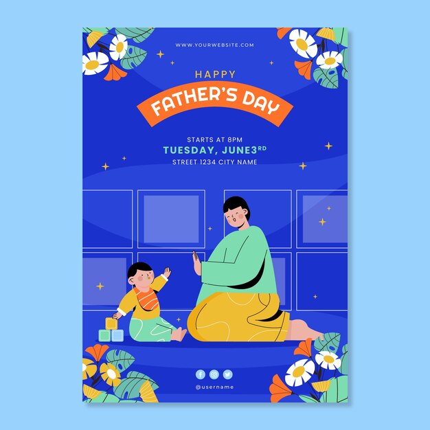 flat father's day flyer template